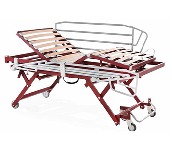 Vista lateral Cama Eléctrica con Carro Elevador trend-antitrendelemburg Vitality Vista lateral Cama Eléctrica con Carro Elevador trend-antitrendelemburg Vitality